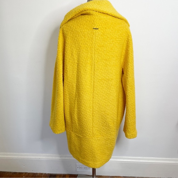 Desigual Yellow Wool Blend Land Abrig Coat Mustard Metallic Zip NWOT 44 - Picture 5 of 12